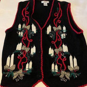 Victoria Jones Christmas Sweater Vest Sleeveless Women's Size 2XL Preowned